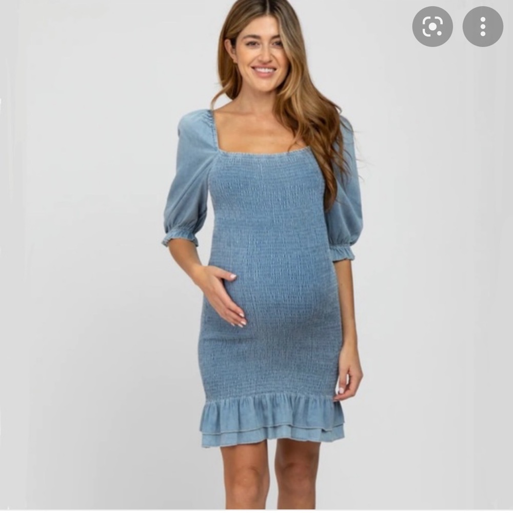 Pink Blush Smocked Denim Dress